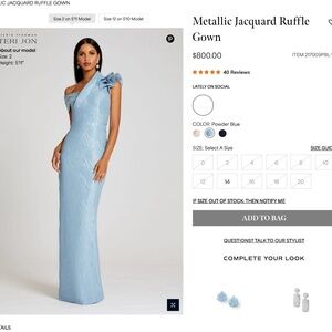 Rickie Freeman Teri Jon Metallic Jacquard Ruffle Gown